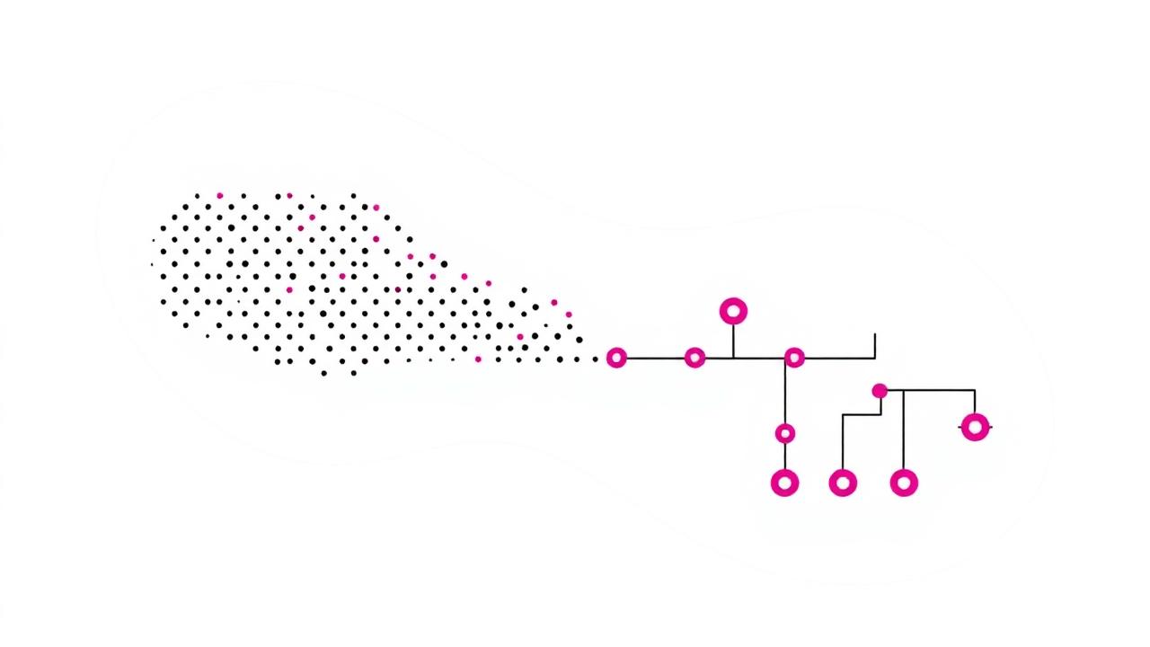 Conceptual illustration: a contact database turning into an automated sales pipeline