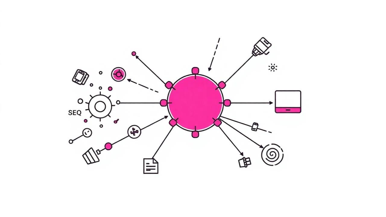 Illustrazione concettuale: competenze e fornitori collegati da un'unica regia marketing